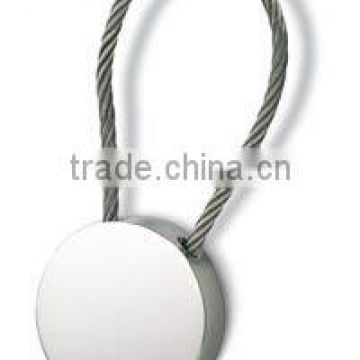 Round Disc Metal Keychains With Cable