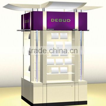 4 sides wooden display kiosk for shopping mall