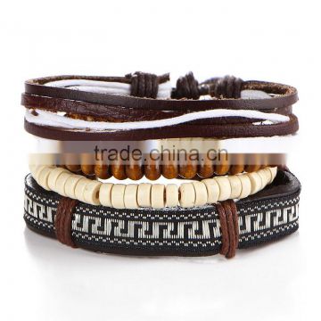 Top selling Amazon multilayer bangle jewelry real leather bracelet