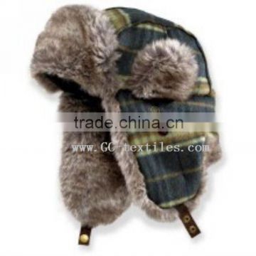 check trapper with fake fur Lining