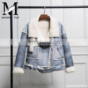 2016 Ladies Autumn Female Winter Lambskin Fashion Leather Jacket Europe