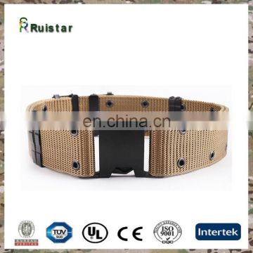 Khaki Color PP Military Canvas Belt with Metal Buckle
