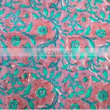 Handmade Pure Cotton Block Printed Fabric Sanganeri Jaipuri Floral Fabric / Fabric / 100% Cotton Fabric