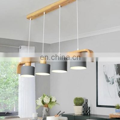 Modern Nordic LED Pendant Lamp 4 Heads Wood Hanging Lamp