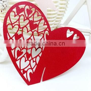 Heart Shape Laser Cut Hollow Out Place Card for Glass Wine