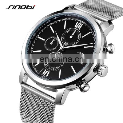 SINOBI Simple Design OEM Man Watches S9542G Chronograph Function with Calendar Window Masculine Wristwatch