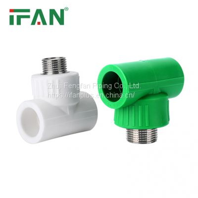 IFAN Green PPR Plumbing Fittings 20-63mm Brass Male Thread Plastic PPR Tee