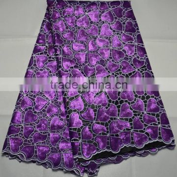 L399-3 last design High quality double organza Korea embroidery lace fabric with many sequnce