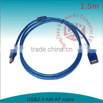 transparent blue AM to AF usb 2.0 extension cable