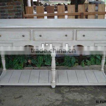 Console Table with 3 Drawers - Wooden Console