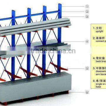 Arm Galvanized / Powder Coated Structural Cantilever Rack With 1000 Kg