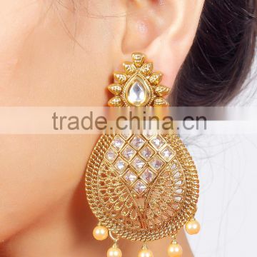 Indian Gold Plated Bollywood Style Pearl Earrings
