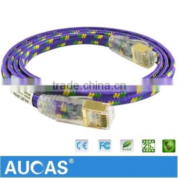High Speed Aucas Flat Color Braided Cable Cat7 Patch Cord Cable Factory Price