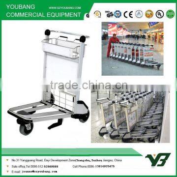 Hot sale 3 wheels aluminum alloy airport trolley with auto hand brake