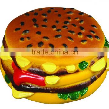 vinyl hamburger pet toy with squeaky