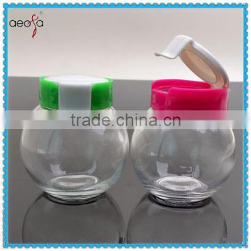 clear body with color lid glass condiment container wholesale
