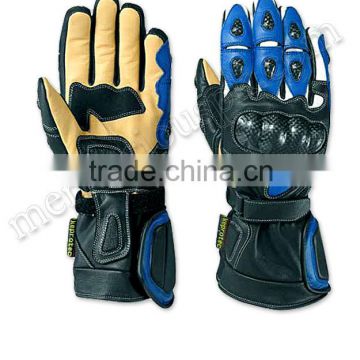Black Yellow Blue Leather Motorbike Gloves