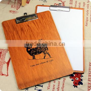 A4A5A6 Wood Clipboard with flat metal Clip Restaurant Menu Holders for coffee Catering Memo Clipboard promotion gift