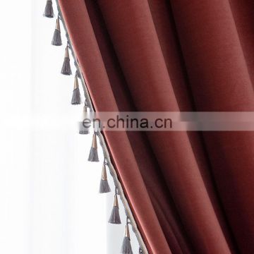 Luxury solid blackout curtain with beautiful tassels for bedroom sun shade curtain