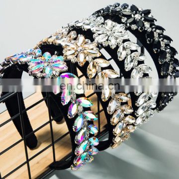 Barlaycs 2020 Designer Luxury Bling Diamond Crystal Rhinestone Thick Padded Beaded Headband for Women Hair Accessories