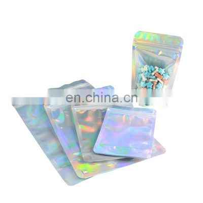 Custom Printed Holographic Foil  Packing Bags With Zip lock