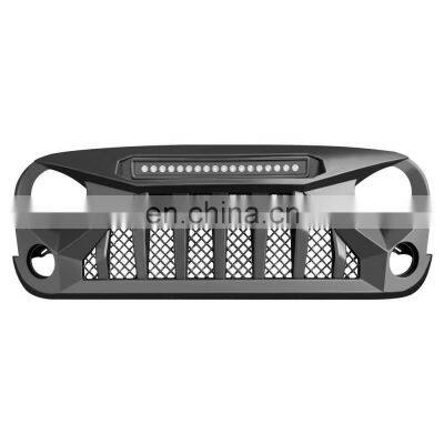 Matte Black Front Grill for 2007-2017 Jeep Wrangler JK/JKU Rubicon Sahara Sport (w/LED Off-Road Lights)