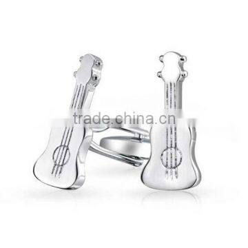 Stainless Steel Mens Music Instrument Acoustic Guitar Cufflinks