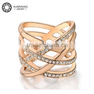 Zirconic-plated metal embellished creativity ring with crystal