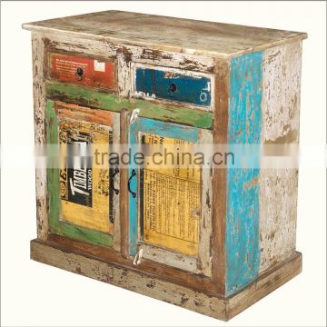 Vintage Reclaim Rustic Colorful Living Room Cabinet
