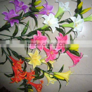 artificial silk six heads lily flower for wedding party table decortion