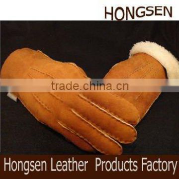 HS1169 leather gloves for men with knitted cuff