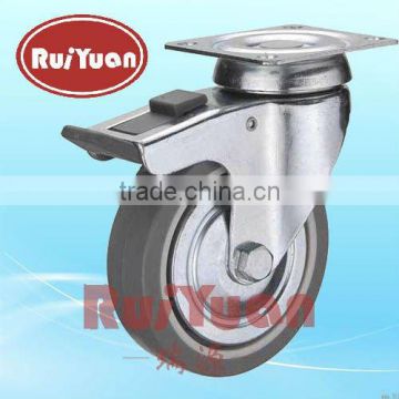35xxxTPRB 60mm,80mm,100mm,125mm European type indoor Thermoplastic rubber wheel double/total brake caster