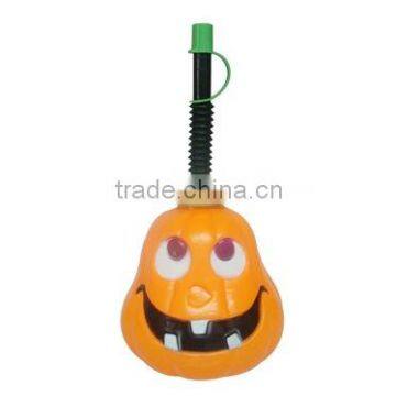 pumpkin hallowmas plastic cups with straw