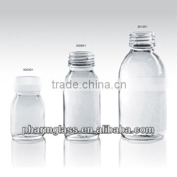 different kinds of clear glass bottle