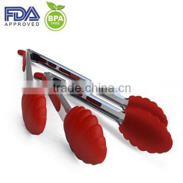 Heat Resistant Food Silicone Tong With Staninless Steel