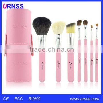 Wholesale make pink leather makeup brush holder and cosmetic brush holder