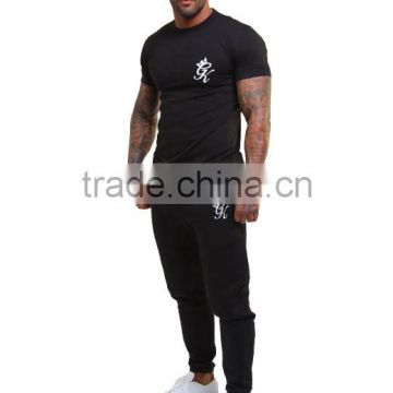 custom print embroidery drop crotch blackjoggers pants men fitness gym bodybuilding sports with side gold zipper