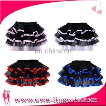sexy women mini skirt with colorful bordure for night club ,Organza tutu Skirt for women