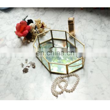 Octagon Mirror Tray Hold Perfume Cosmetics Decorative Tray