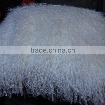 Genuine plush mongolian sheep fur pillow