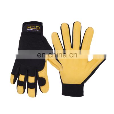 HANDLANDY Unlined Premium Deerskin Leather Work Gloves for Gardening Yard Work Farm Construction Working Gloves