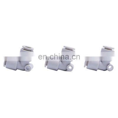 PV Series V Type Two Way 4/6/8/10/12mm Port Size 360 Degree Arbitrary Rotation Plastic White Air Pneumatic Connectors