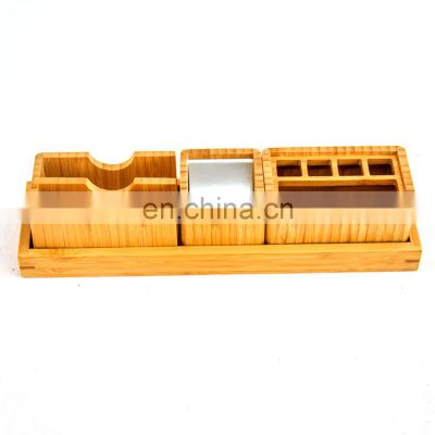 BAMBOO Stationery Storage Box Office Home Desk Pen Pencil Holder