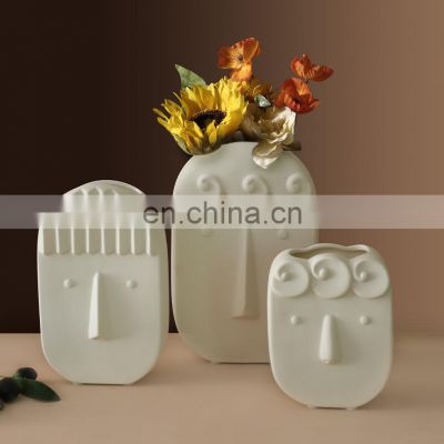 Flower Ceramic Vases Decor Home & Porcelain House Nordic Baccarat White Ornament Homes Man Human Modern Head Face Vase