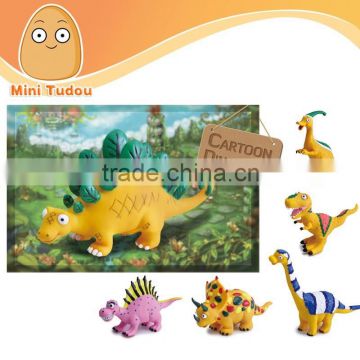 Kid toys cartoon style VINYL plastic 6 kinds dinosaurs park with EN71 X777-5