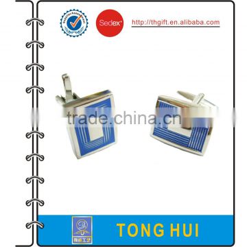 Fashion Cufflink with rectangle and blue design