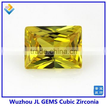 Synthetic Golden Yellow Rectangle CZ Gems