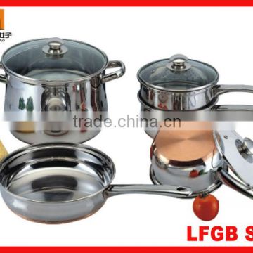 MSF 8pcs belly SS cookware set with copper bottom