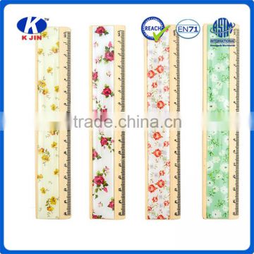 School supply 15cm wooden straight scale rulers ruler with sticker wrapper