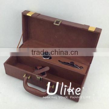 Hot Sell Fashion PU Leather Wine Gift Package With Handle Leather wine package